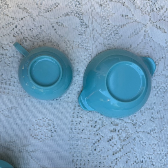 Vintage Aqua Melmac/Melamine Teacups & Small Bowls , Retro Dishes,  Set of 4 - Picture 5 of 6